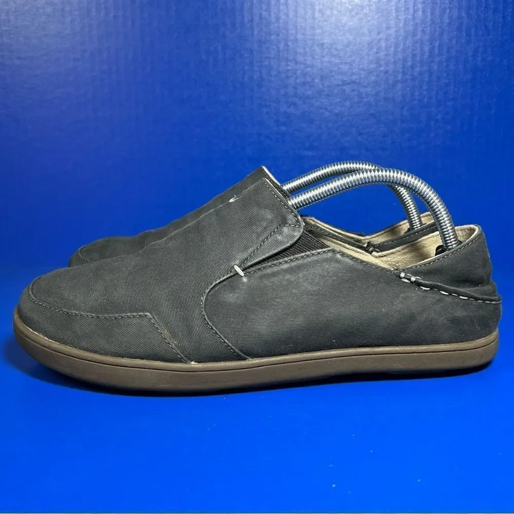 OluKai Mens‎ Nohea Twill Slip On Shoes Black 9 10178-4040